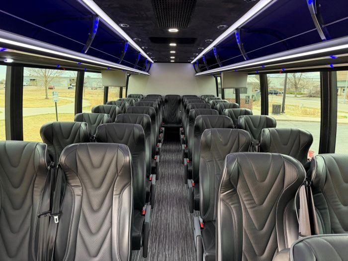 Coach bus leather seats – Aspen limo service